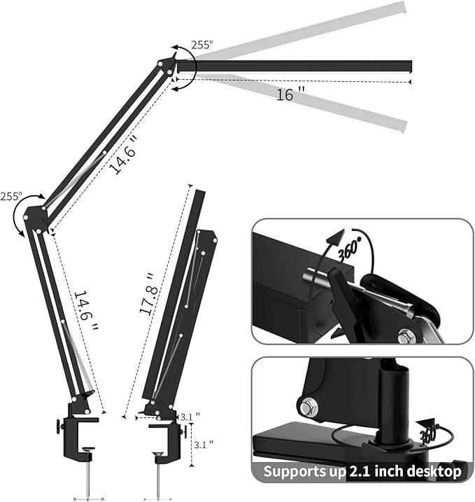 BZBRLZ LED Desk Lamp, Manicure Table Lamp, Eye-Caring Drafting Light, Dimmable - Image 2