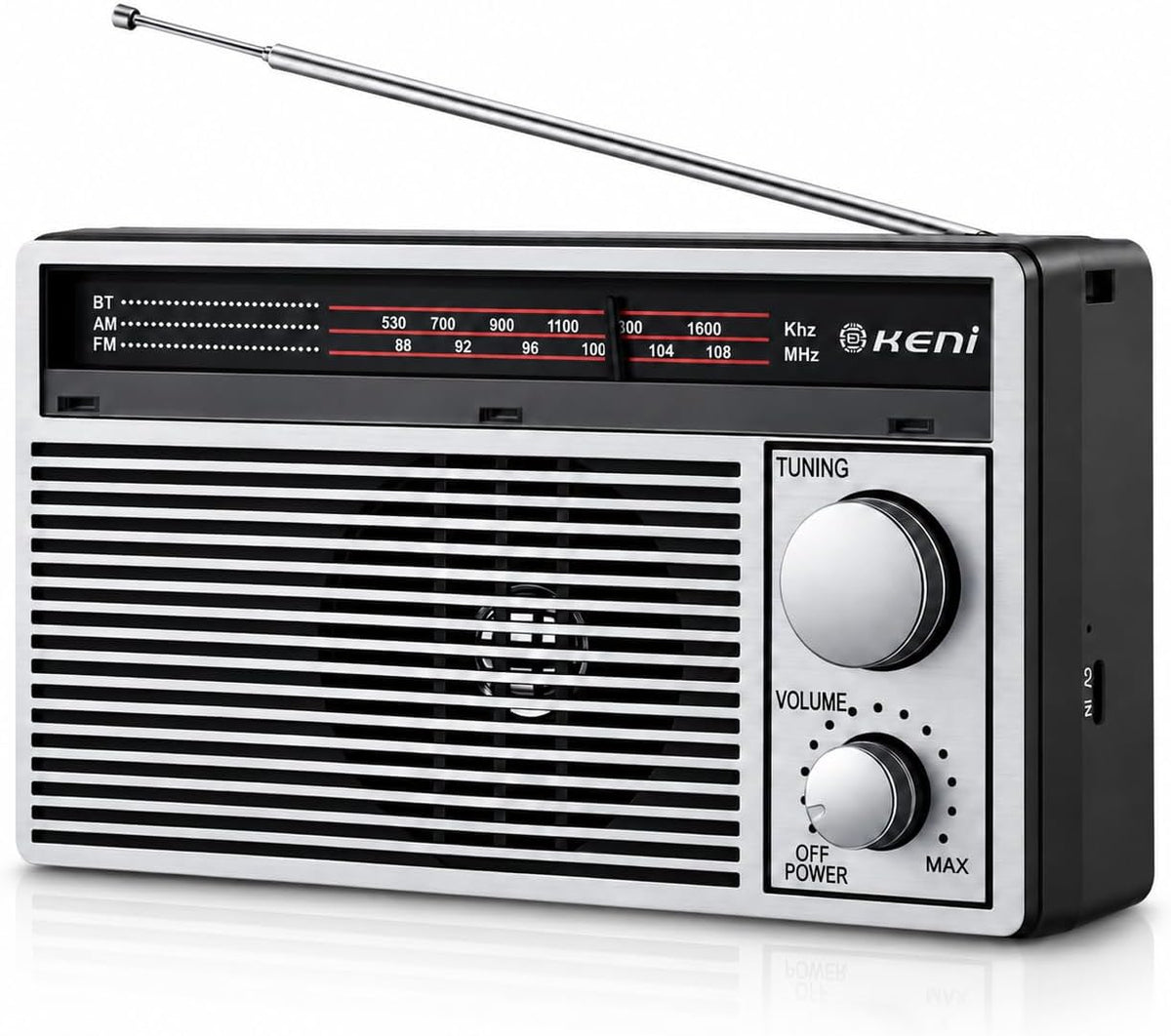 G Keni Portable AM/FM Emergency Radio with Bluetooth, Battery/USB Powered