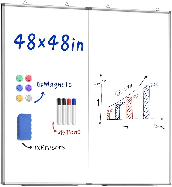 48"X 48" Large Magnetic Dry Erase Whiteboard, Removable Wall Hanging Board by MifuroOfficeProduct