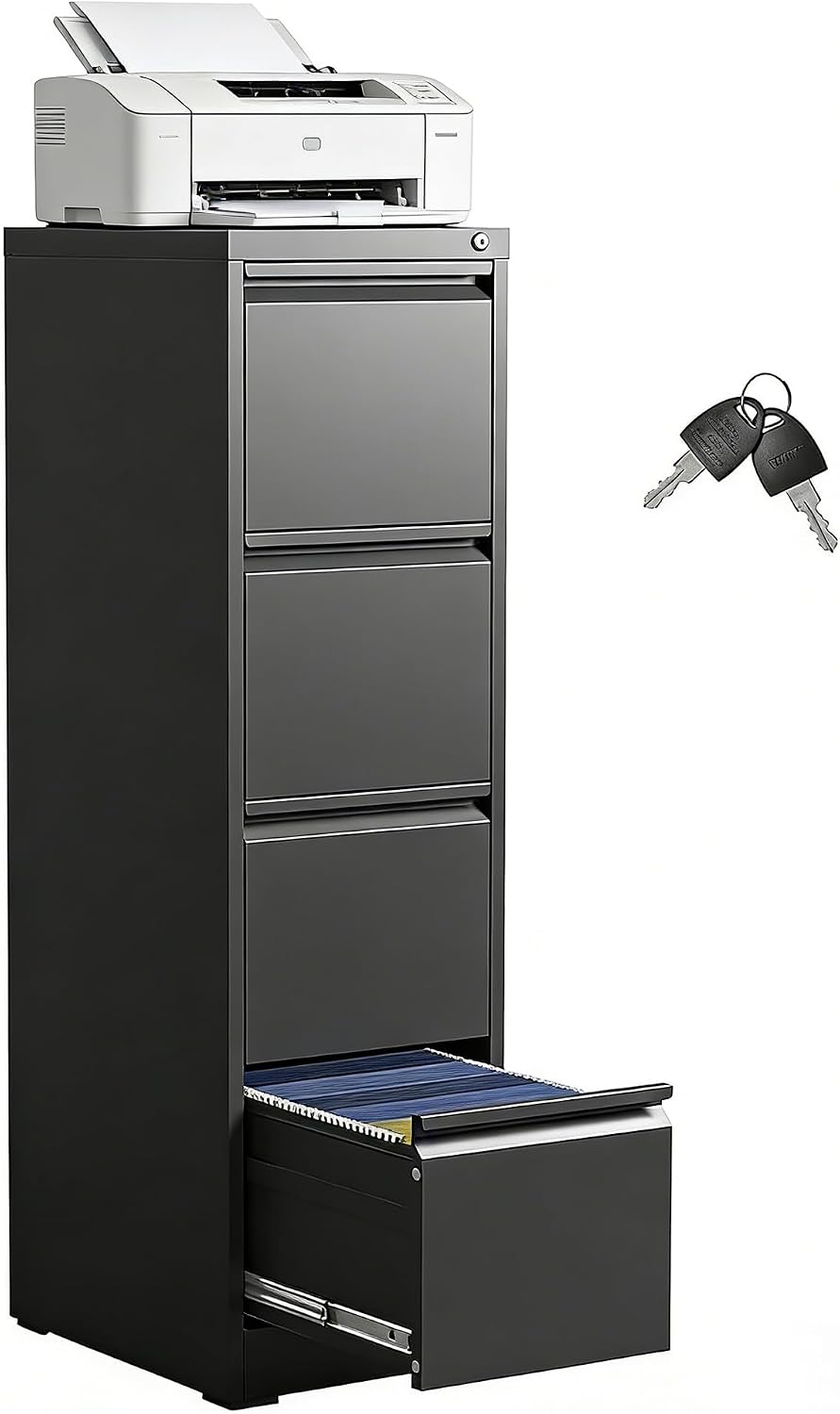 4 drawer file cabinet with lock, metal filing, main product view