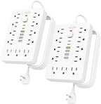 JouleLoom 2 Pack 6 FT Flat Plug Surge Protector Power Strip, 11 Multiple AC by JouleLoom