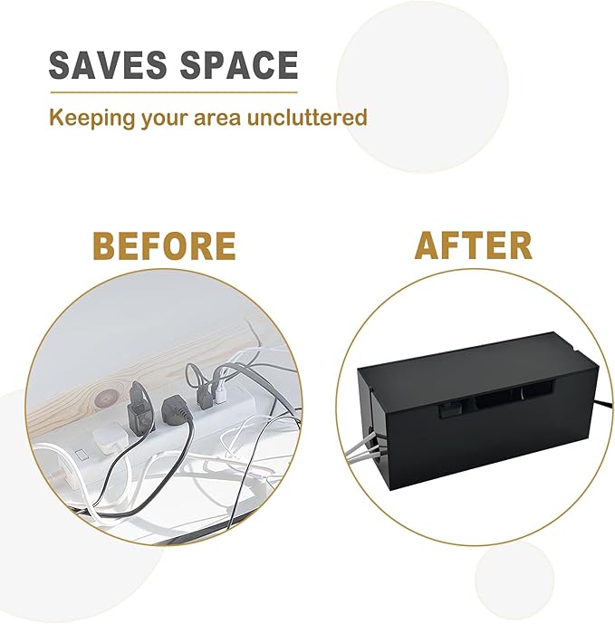 Cable Management Box, 2 Open Slots Cords Hider Box, Under Desk Power Strip - Image 5