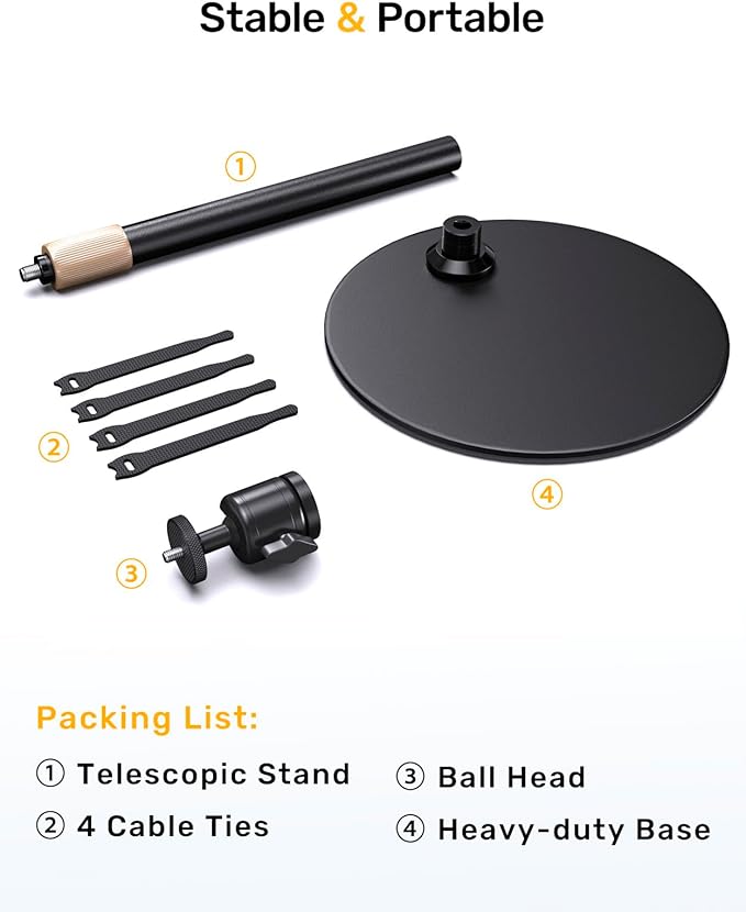 Upgraded Webcam Stand for Desk, Telescopic Webcam Tripod Mount - Image 7