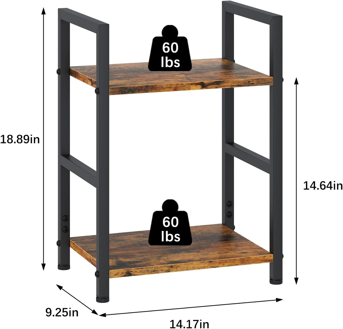 Small Bookshelf for Small Space, 2 Tier Industrial Bookcase,Narrow Book Case ...