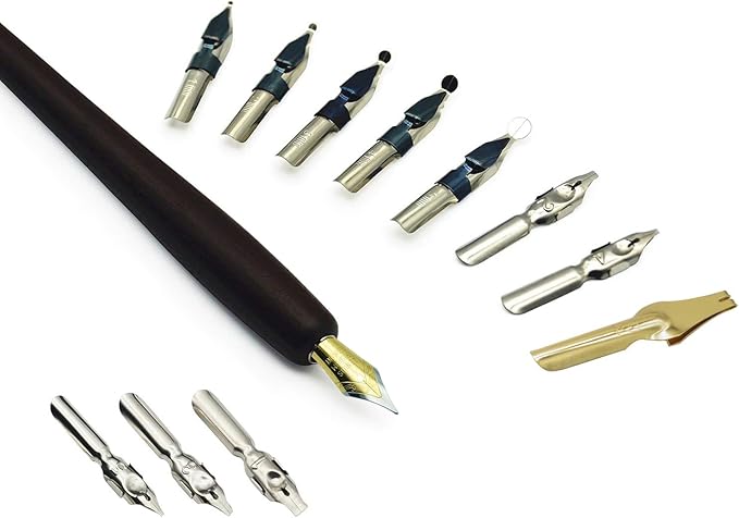 Plotube Calligraphy Pen Set – Includes Wooden Dip Pen, Antique Brass Holder - Image 5