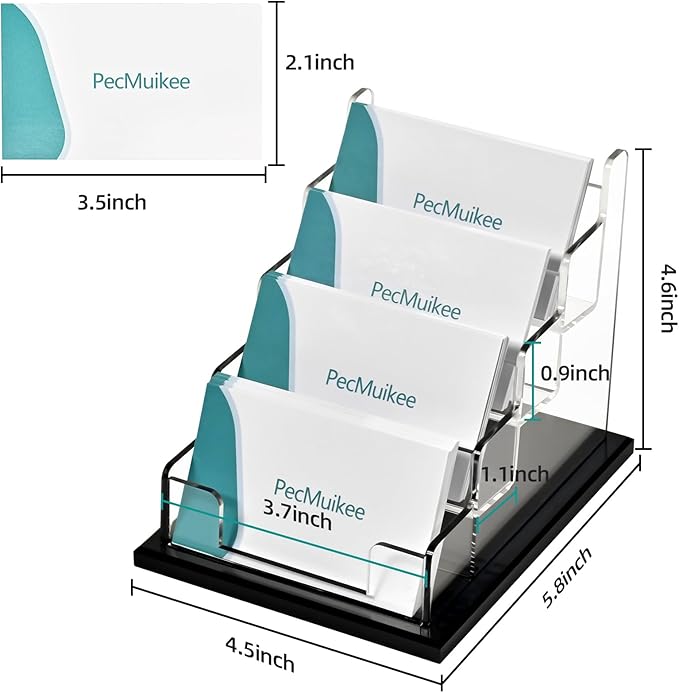 PecMuikee Business Card Holder for Desk，Acrylic Business Card Display Stand - Image 2