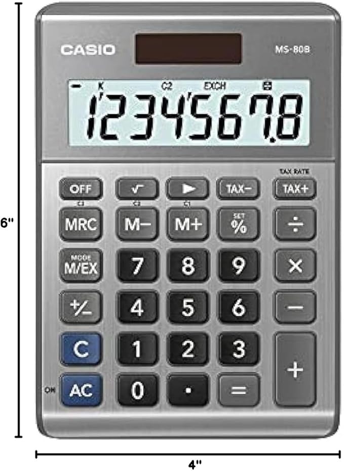 Casio MS-80B Standard Function Desktop Calculator Silver - Image 2
