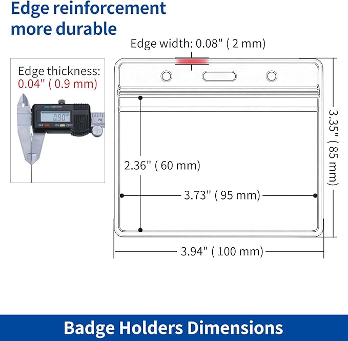 PCKPGON 100 Pack Horizontal ID Badge Holder, Work Name Tag Sleeve Badges - Image 2