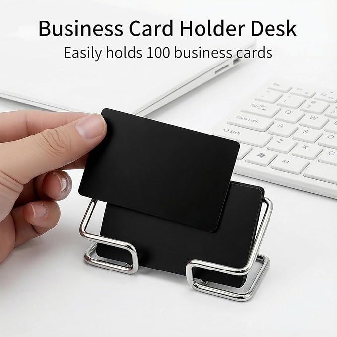 Grevosea 2 Pack Business Card Holder Desk Business Card Organizer Metal Desktop - Image 3