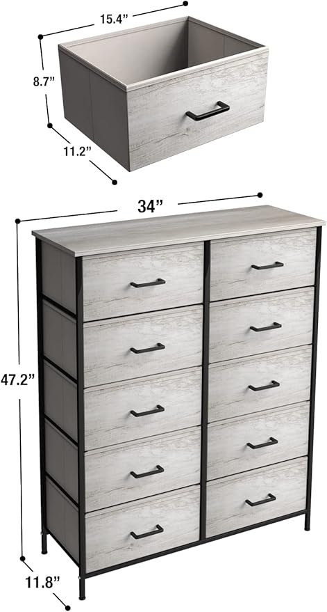 Sorbus Dresser with 10 Faux Wood Drawers - Image 3