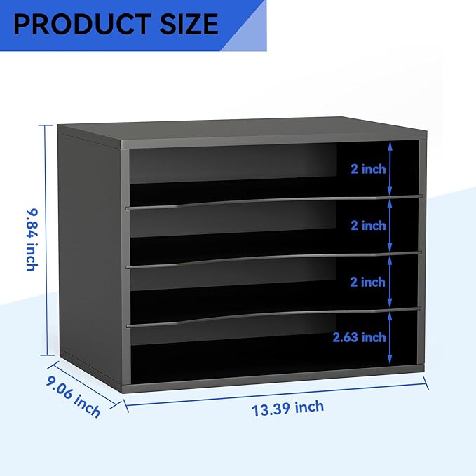 GDINDINFAN Wood Desktop Letter Tray File Organizer, Paper Storage Mail Sorter - Image 3