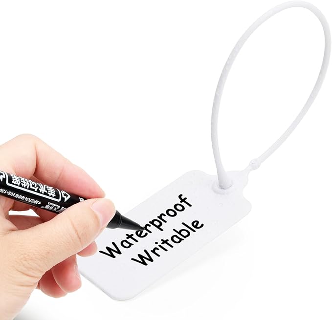 100 White Blank Plastic Tags for Labeling Waterproof Hanging Labels Writable - Image 2