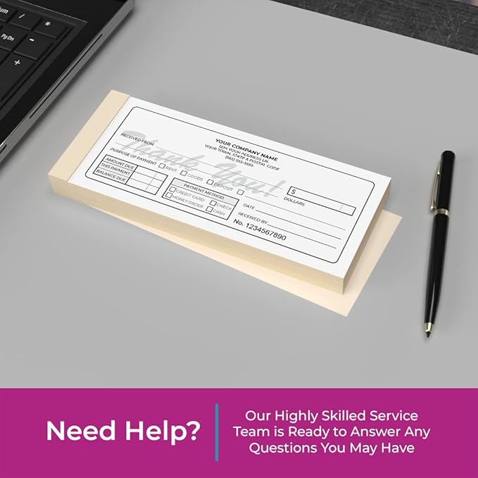 Custom 2.83" x 7" Carbonless NCR Books in 2-Part Duplicate Invoices, Work Orders - Image 2