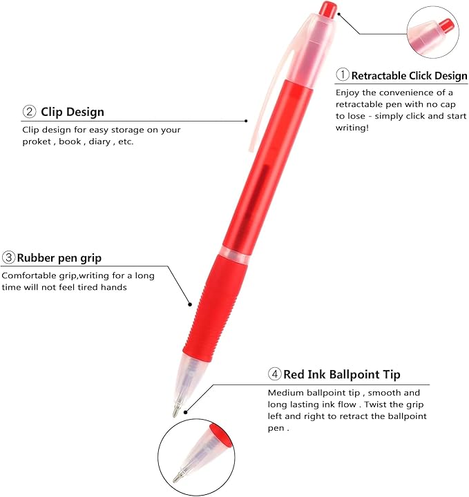 Aozora Retractable Pens Ballpoint Super Smooth Writing Pens Bulk 100 pack - Image 2