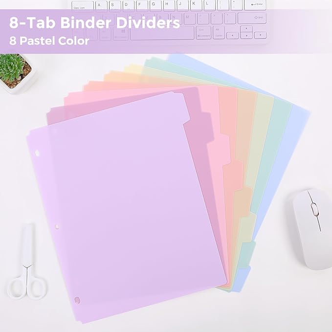 SKYDUE Durable Plastic 8-Tab Dividers, Big Tab Dividers - Image 2