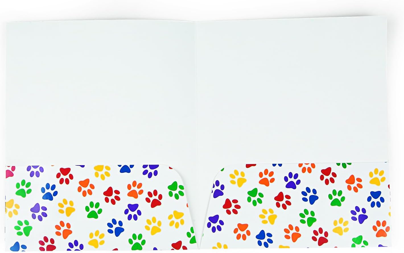 Fun Express Paw Print Pocket Folders with Pockets 12 Pack | Cute School Supplies for Kids & Classroom Essentials, Colored Paper Folders Bulk Set
