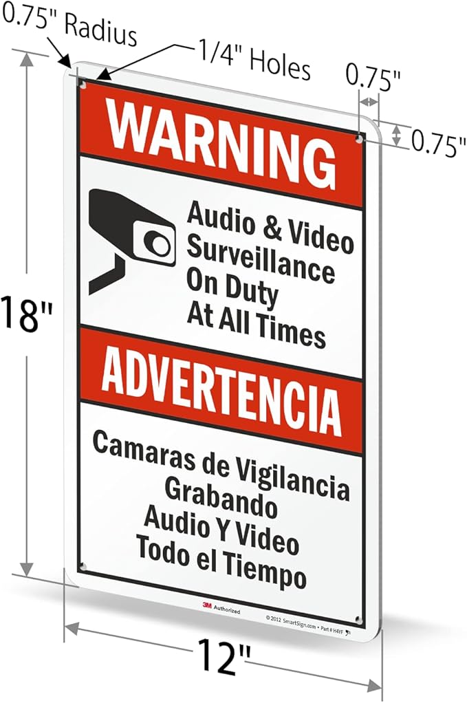 SmartSign 18 x 12 inch “Warning - Image 5