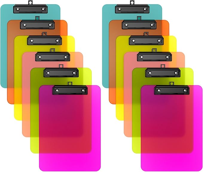 Zoenley A4 Plastic Clipboard Set of 12, Dark Colorful12.5 x 9" Letter Size by Unknown
