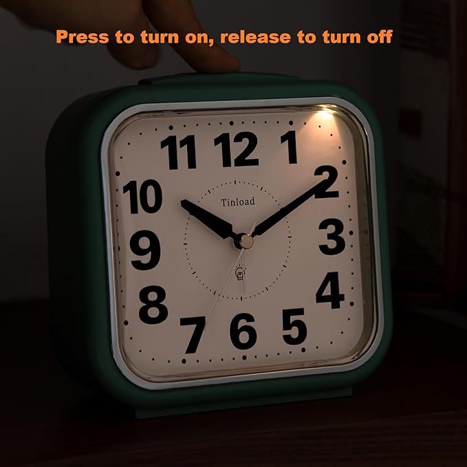 Tinload 5.5" Large No Ticking Analog Alarm Clock, Silent Readable - Image 5