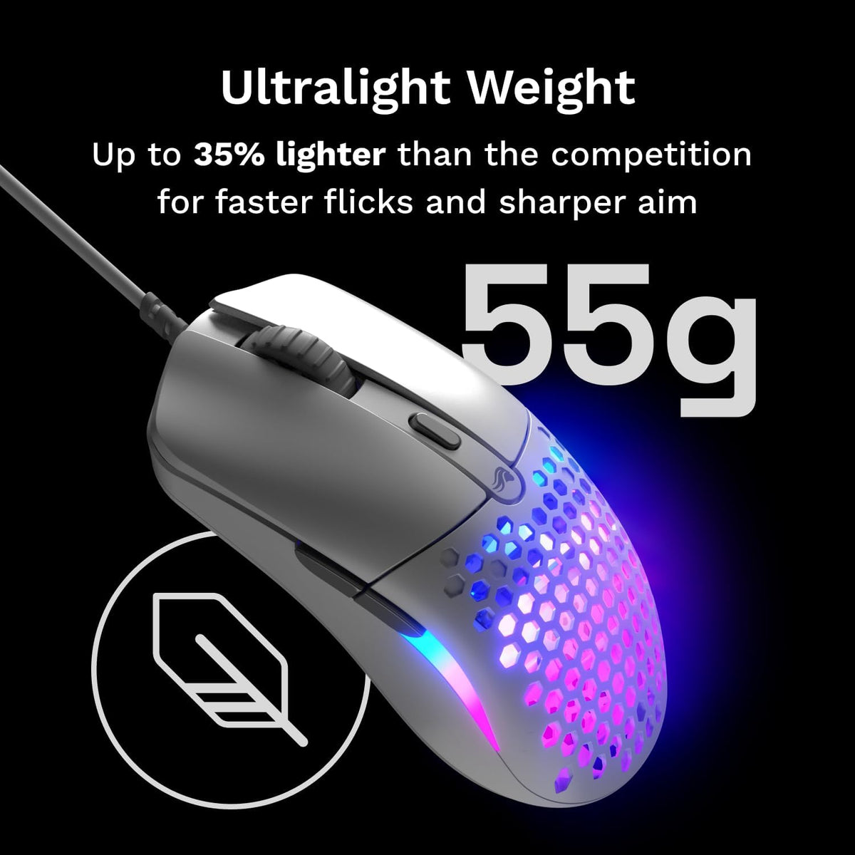 GLORIOUS Model O Eternal Ultralight RGB Gaming Mouse - Wired - 55g Lightweigh...
