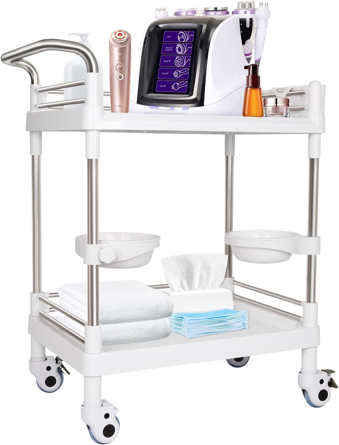 Mobile Utility Cart with Wheels Professional Medical Trolley Cart 220 Lbs Load