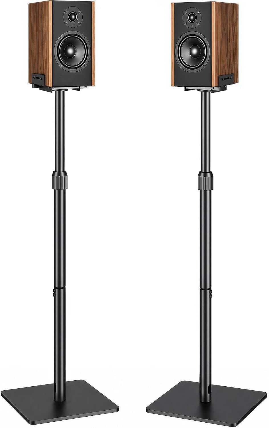 Pegzone Height-Adjustable Speaker Stands Pair, Black