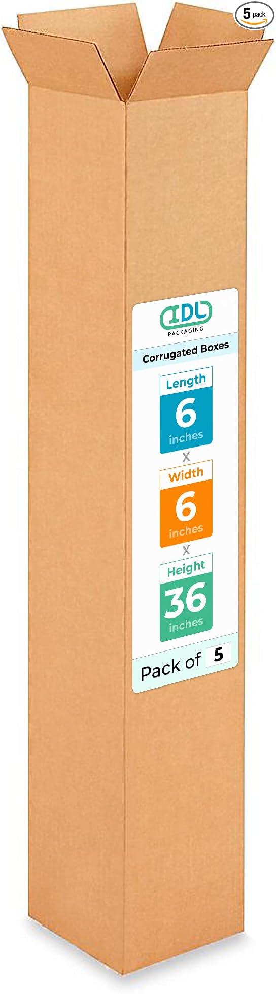 Tall Moving & Shipping Boxes 6 x 6 x 36 inches by IDLPackaging