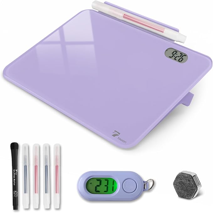 Small Glass Desk Whiteboard Dry-Erase Board by TOWON