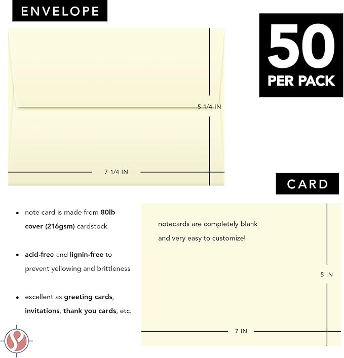 Blank Cream Natural Flat Note Cards and Envelopes – Heavyweight Off-White Cards - Image 6