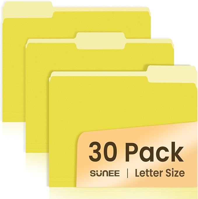 SUNEE File Folders, 30 Pack Manilla Folders 8.5 x 11, Colored File Folders Home by SUNEE