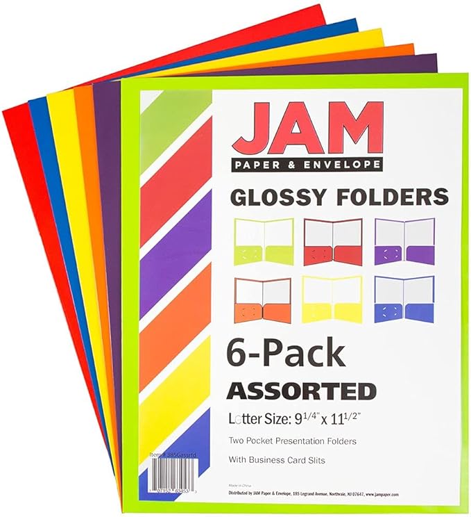 JAM PAPER Laminated Two Pocket Glossy School Folders by JAMPaper