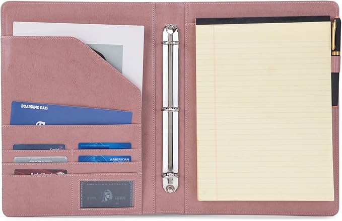 Geslun Vegan Leather 3 Ring Binder, 8.5 x 11 Letter Size Folio by Geslun