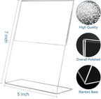 EHWINE 6 Pack 5 x 7 Acrylic Sign Holder, Vertical Slanted Back Paper Holder - Image 3