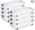 Sterilite 8-Pack 60 Quart ClearView Latch Box, Wheeled Underbed Organizer Bins by Sterilite