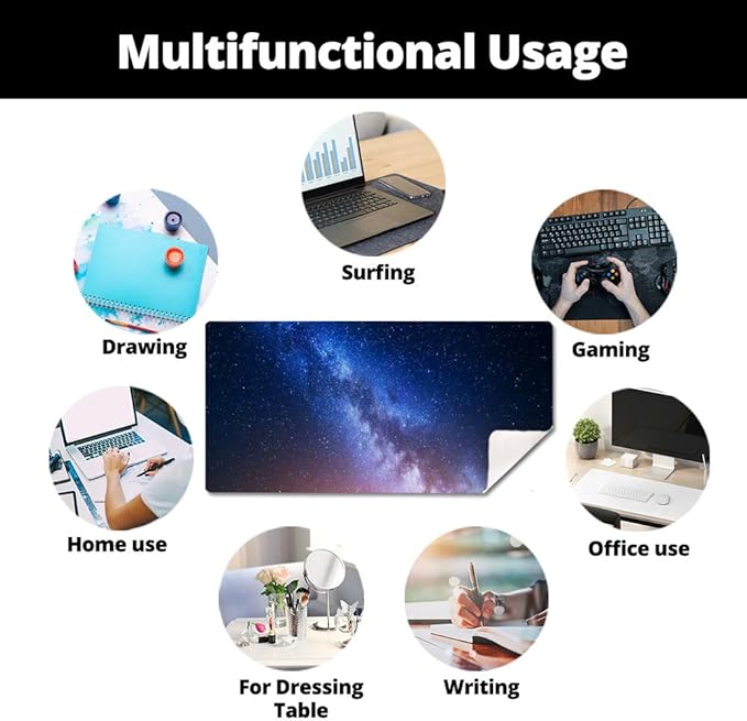 QIYI Desk Pad, Galaxy PU Leather Desk Blotter Protector, Waterproof Computer - Image 8
