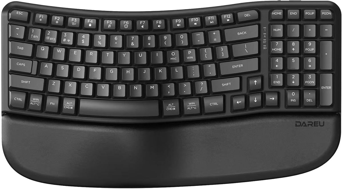 DAREU Wireless Ergonomic Keyboard,Ergo Keyboard with Cushioned Wrist & Pa...