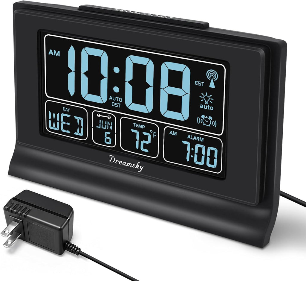 dreamsky atomic alarm clocks for bedrooms with battery, main product view