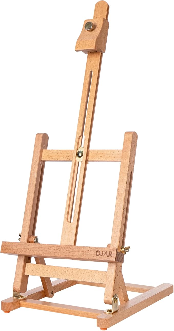 DJAR 25" Tabletop Easel for Painting, Adjustable Beech Wood Table Top Wooden by DJARARTTOOL