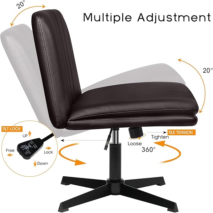 PUKAMI Criss Cross Legged Office Chair, Armless Office Desk Chair No Wheels - Image 7