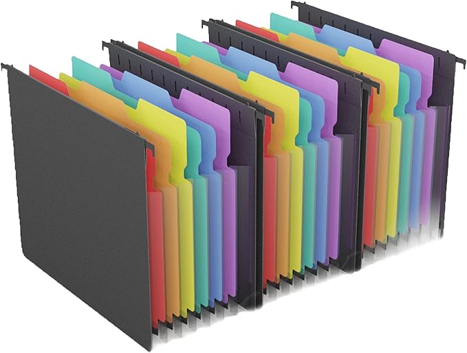 MAIMIS Plastic Expanding Hanging File Folders, 7 Pocket Extra Capacity by MAIMIS