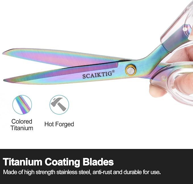 SCAIKTIG Acrylic Scissors, Titanium Coated Blades, Heavy Duty, Ambidextrous - Image 3