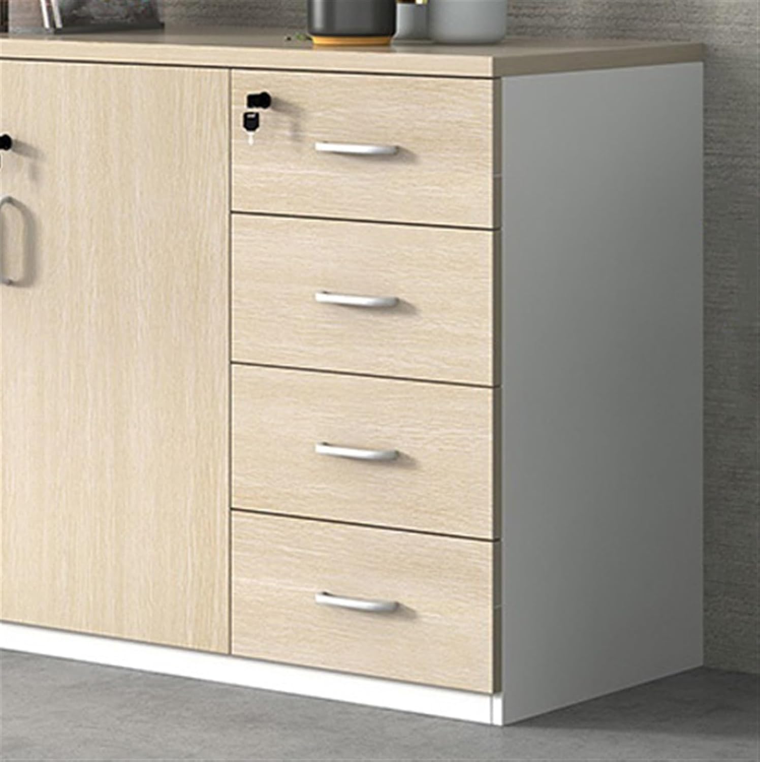 Cabinet File Cabinet Wooden Storage Cabinet Two Doors Four Storage Cabinets Data Storage Cabinet 4ft Office File Cabinet with Lock