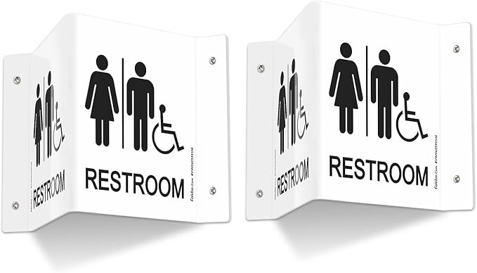 Faittoo Restroom Sign, Bathroom Signs, 2 Pack 6 x 8 Inches Acrylic Sign by Faittoo