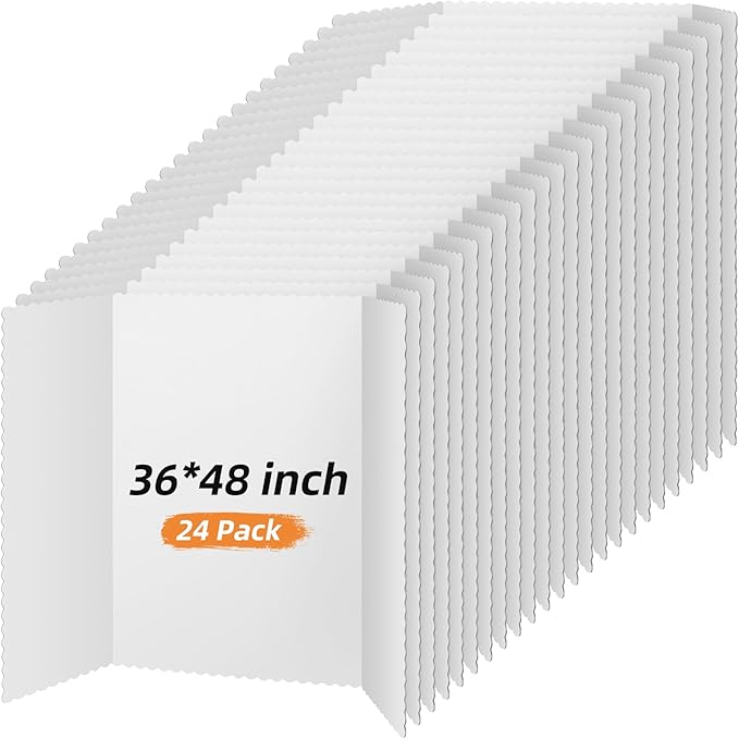 Ctosree 24 Pcs 48 * 36 Inch Tri Fold Poster Board Bulk, Science Fair Project by Ctosree