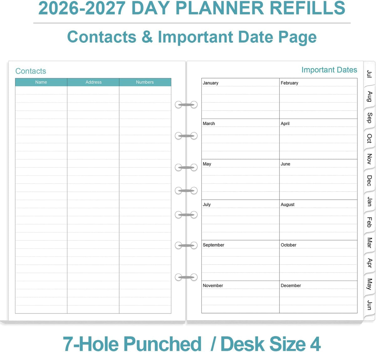 2027 Planner Refills - One Page Per Day Daily ＆ Monthly Planner, January 2027...