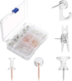 Clear Push Pins Set, 5 Styles 125-count Thumb Tacks Map Pins, Steel Point and by Yalis
