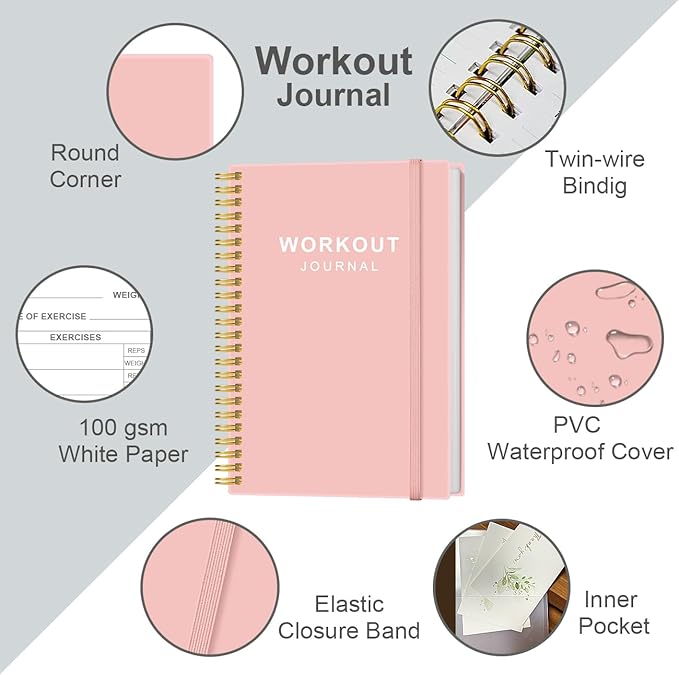 Fitness Journal for Women & Men, A5 Workout Journal/Planner Daily Exercise Log - Image 2