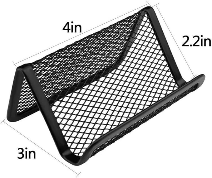 Chiyuehe Black Metal Mesh Business Card Holder Desk Business Card Organizer - Image 4