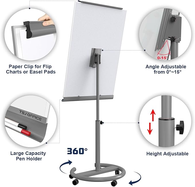 TSJ OFFICE Rolling Whiteboard Standing - Image 2