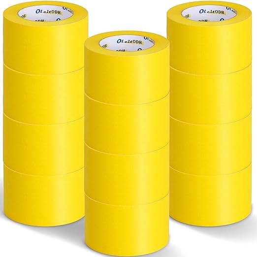 Oleitodh 12 Rolls Yellow Painters Tape Bulk 3 inch x 60 Yards, Painters Masking by Oleitodh